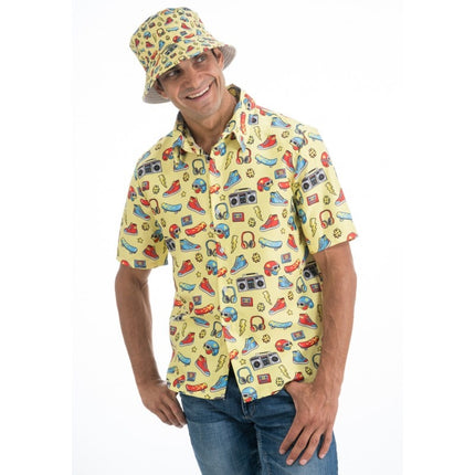 Feestbazaar Gele 90's Blouse met Icoontjes