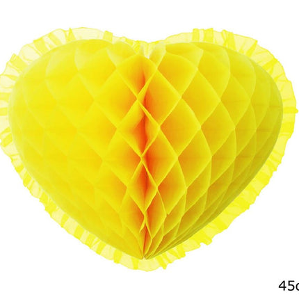 Feestbazaar Gele Honeycomb Hart (45cm)