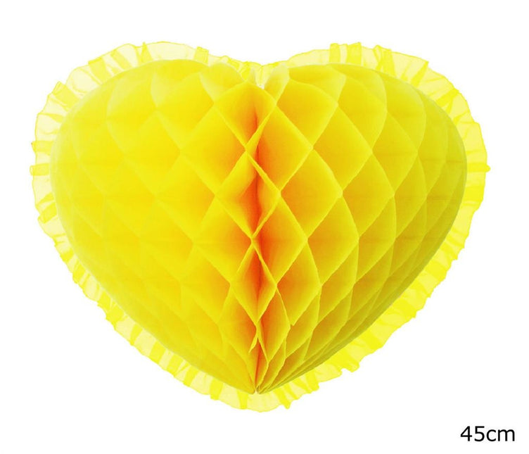 Feestbazaar Gele Honeycomb Hart (45cm)