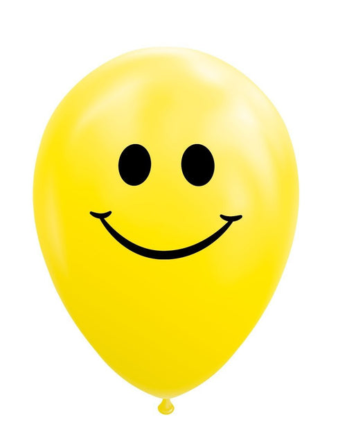 Feestbazaar Gele Smiley Ballonnen (8st)