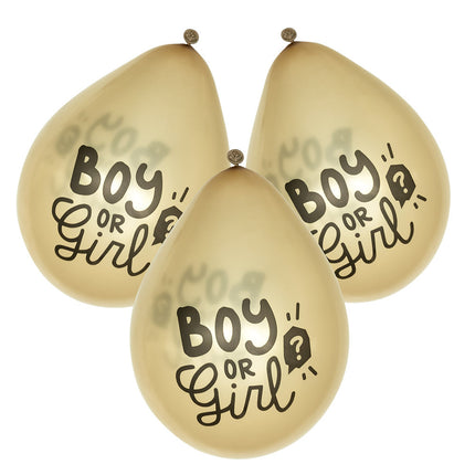 Feestbazaar Gender Reveal Ballonnen Boy or Girl Goud (6st)