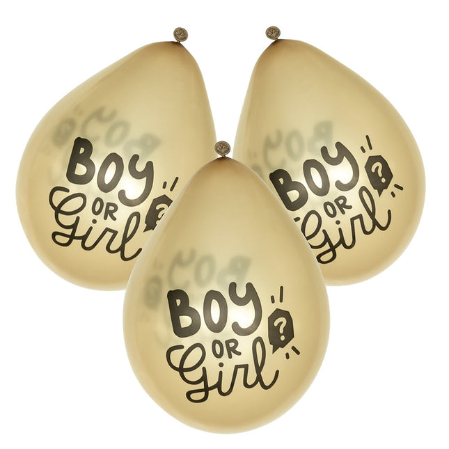 Feestbazaar Gender Reveal Ballonnen Boy or Girl Goud (6st)