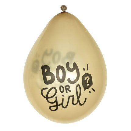 Feestbazaar Gender Reveal Ballonnen Boy or Girl Goud (6st)