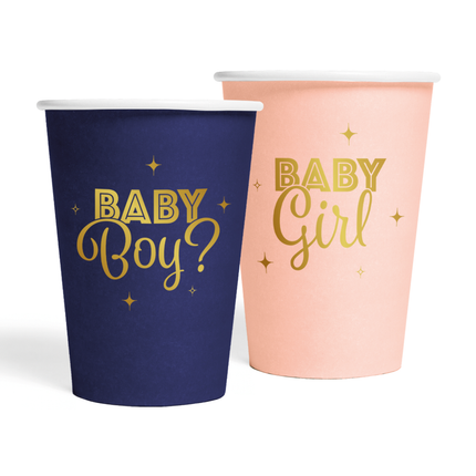 Feestbazaar Gender Reveal Beker Blauw Roze 210ml (8st)