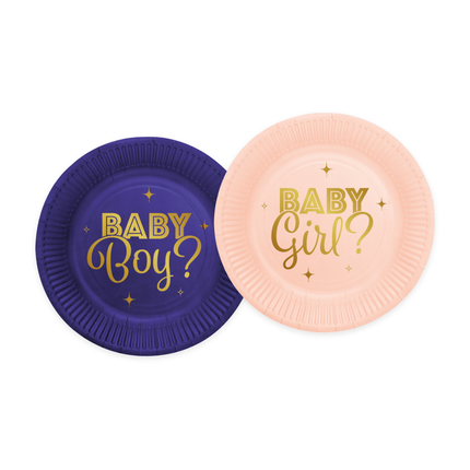 Feestbazaar Gender Reveal Borden Blauw Roze 18cm (8st)