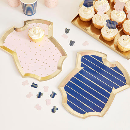 Feestbazaar Gender Reveal Bordjes Rompertjes Blauw/Roze (8st)