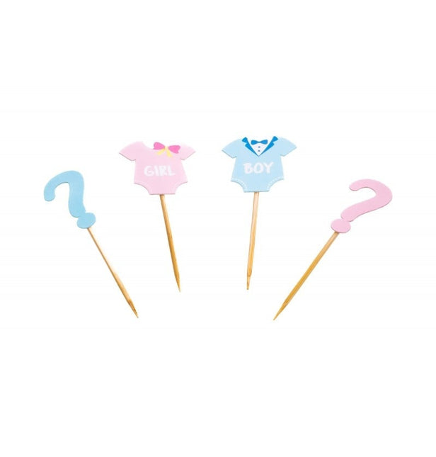 Feestbazaar Gender Reveal Boy Or Girl Cake Toppers (8st)