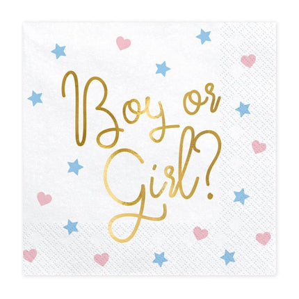 Feestbazaar Gender Reveal 'Boy or Girl' servetten