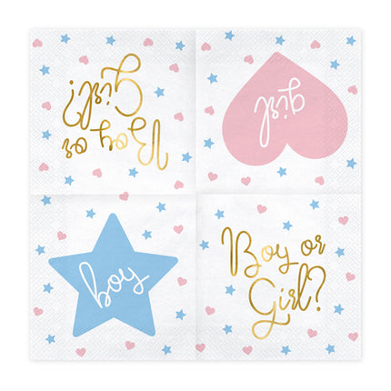Feestbazaar Gender Reveal 'Boy or Girl' servetten