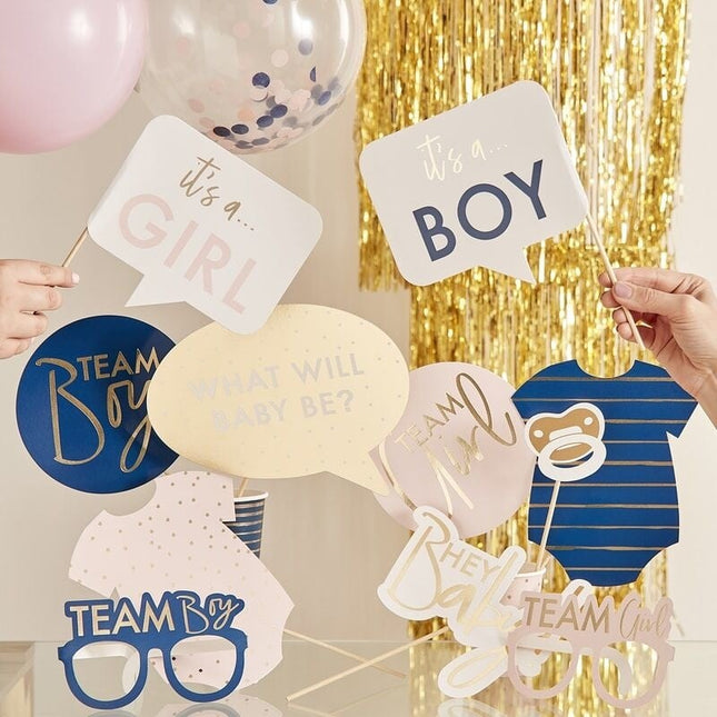 Feestbazaar Gender Reveal Photo Booth Props (10st)