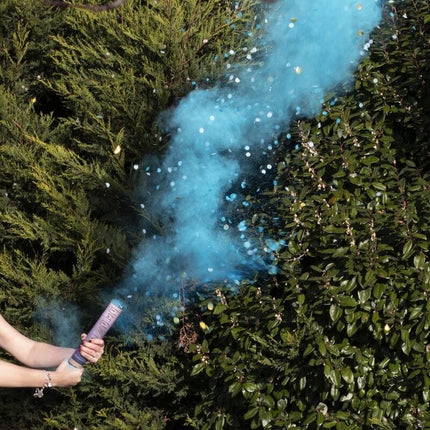 Feestbazaar Gender Reveal Rookkanon Blauw
