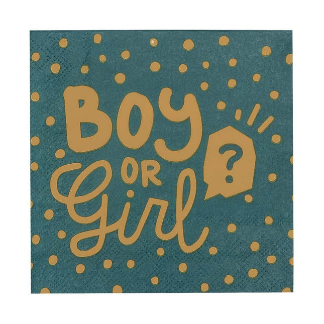 Feestbazaar Gender Reveal Servetten Boy or Girl (20st)