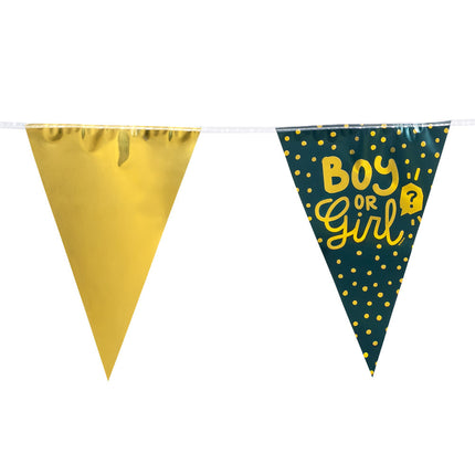 Feestbazaar Gender Reveal Vlaggenlijn 'Boy or Girl' Goud/Groen (6m)