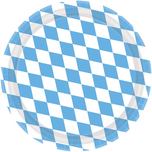 Feestbazaar Geruite Papieren Bordjes Blauw/Wit (8st)