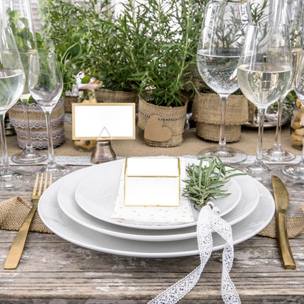 Feestbazaar Geschenkdoosjes chique wit met gouden randen (10st)