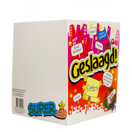 Feestbazaar Geslaagd wenskaart cartoon