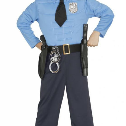 Feestbazaar Gespierde Police officier jumpsuit kind