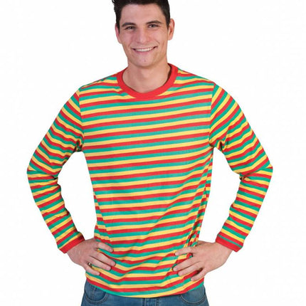 Feestbazaar Gestreept Shirt rood/geel/groen