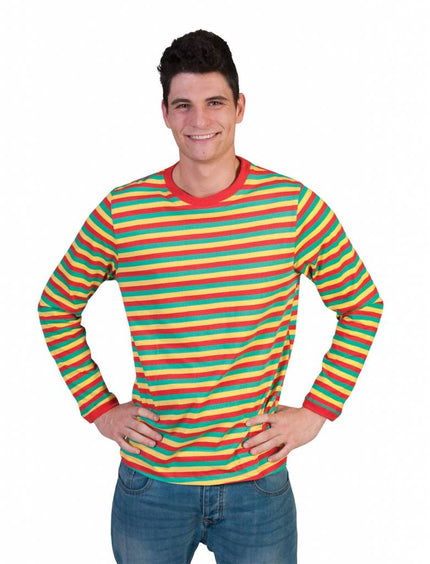 Feestbazaar Gestreept Shirt rood/geel/groen