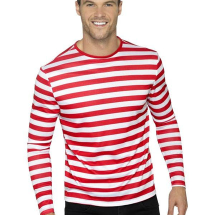 Feestbazaar Gestreept T-shirt rood/wit man-vrouw