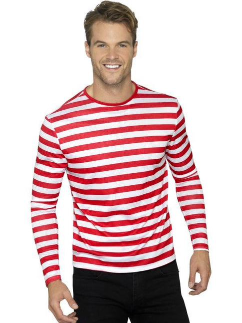 Feestbazaar Gestreept T-shirt rood/wit man-vrouw