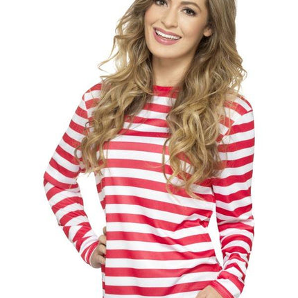 Feestbazaar Gestreept T-shirt rood/wit man-vrouw