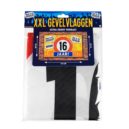 Feestbazaar Gevelvlag 16 Jaar 90x150cm