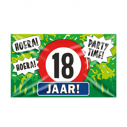 Feestbazaar Gevelvlag 18 jaar 90x150 cm