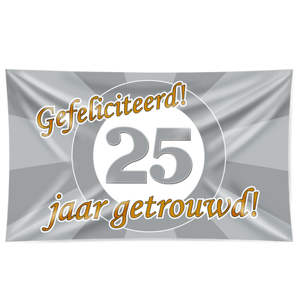 Feestbazaar Gevelvlag 25 Jaar Getrouwd Zilver (150x90cm)