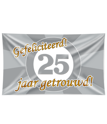 Feestbazaar Gevelvlag 25 Jaar Getrouwd Zilver (150x90cm)