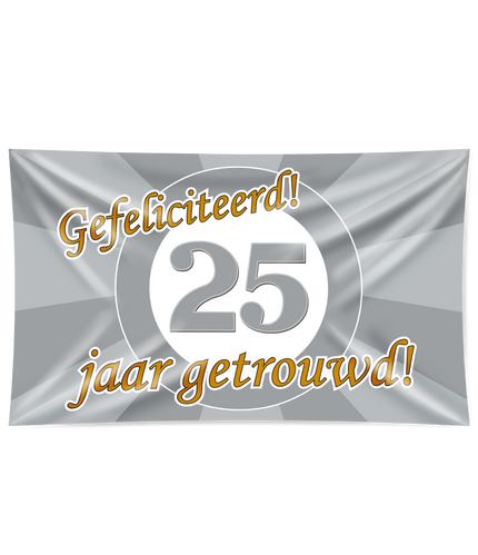 Feestbazaar Gevelvlag 25 Jaar Getrouwd Zilver (150x90cm)