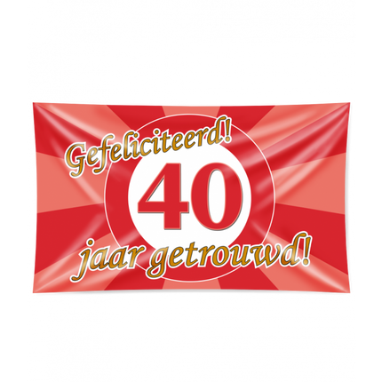 Feestbazaar Gevelvlag 40 Jaar Getrouwd Rood (150x90cm)