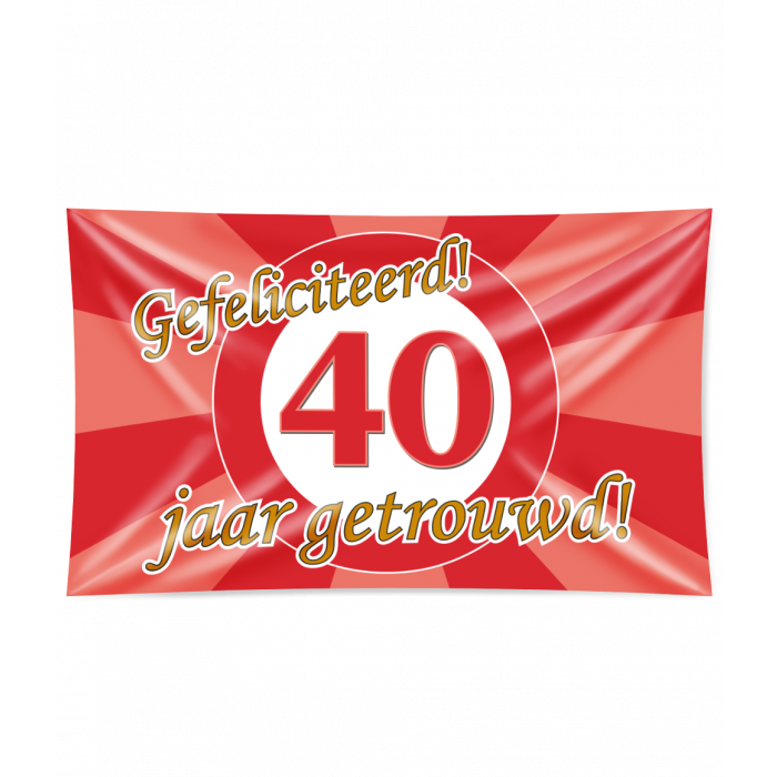 Feestbazaar Gevelvlag 40 Jaar Getrouwd Rood (150x90cm)