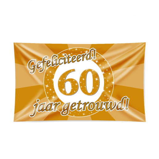 Feestbazaar Gevelvlag 60 Jaar Getrouwd Goud (150x90cm)