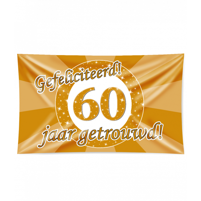 Feestbazaar Gevelvlag 60 Jaar Getrouwd Goud (150x90cm)