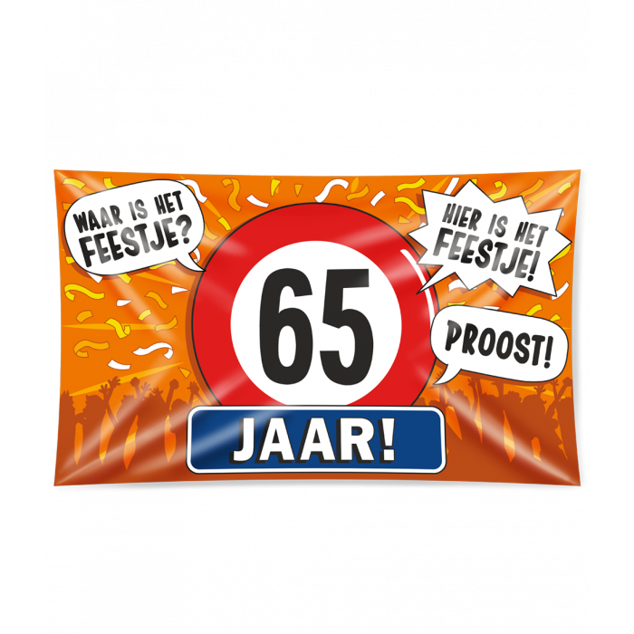 Feestbazaar Gevelvlag 65 Jaar 90x150cm