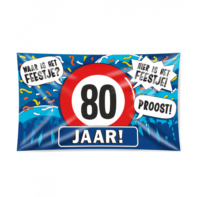 Feestbazaar Gevelvlag 80 jaar 90 x 150cm