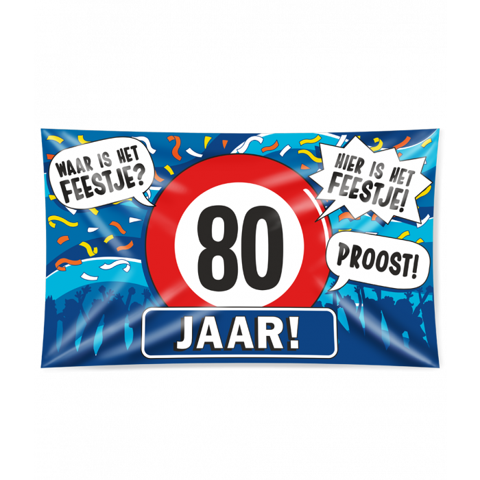 Feestbazaar Gevelvlag 80 jaar 90 x 150cm