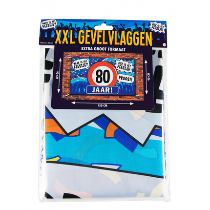 Feestbazaar Gevelvlag 80 jaar 90 x 150cm
