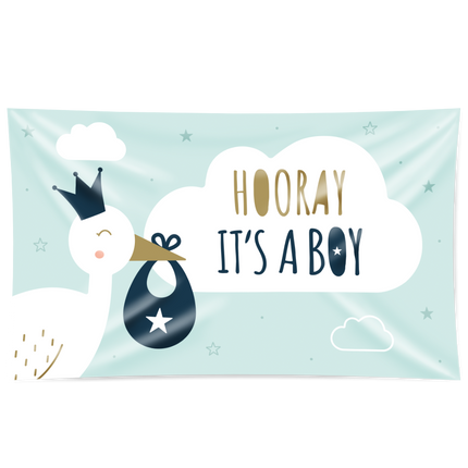 Feestbazaar Gevelvlag Geboorte 'Hooray It`s A Boy'