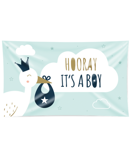 Feestbazaar Gevelvlag Geboorte 'Hooray It`s A Boy'