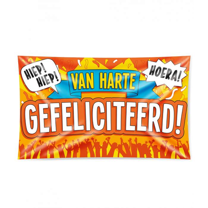 Feestbazaar Gevelvlag Gefeliciteerd XXL