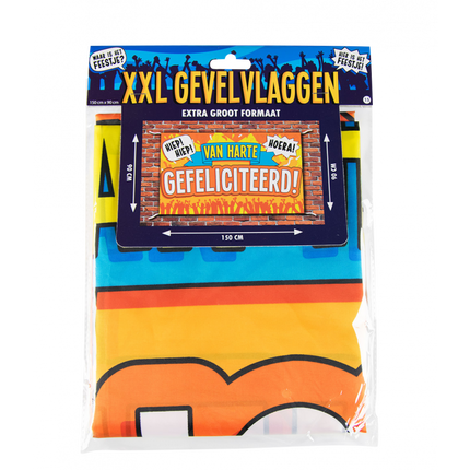 Feestbazaar Gevelvlag Gefeliciteerd XXL