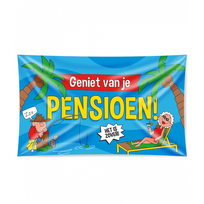 Feestbazaar Gevelvlag 'Geniet Van Je Pensioen' - 90x150cm