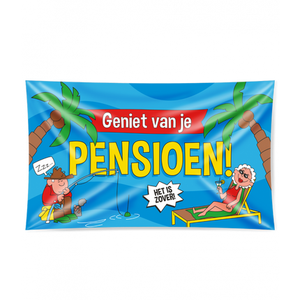 Feestbazaar Gevelvlag 'Geniet Van Je Pensioen' - 90x150cm