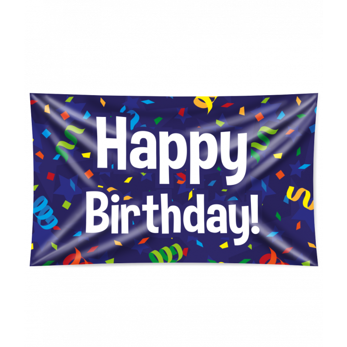 Feestbazaar Gevelvlag 'Happy Birthday' Confetti