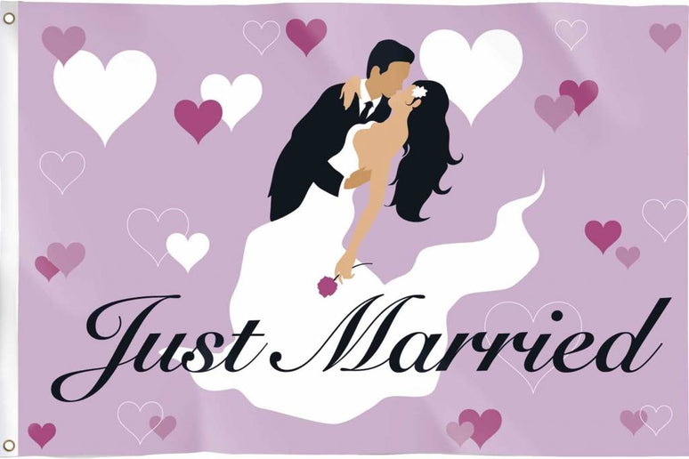 Feestbazaar Gevelvlag huwelijk Just married