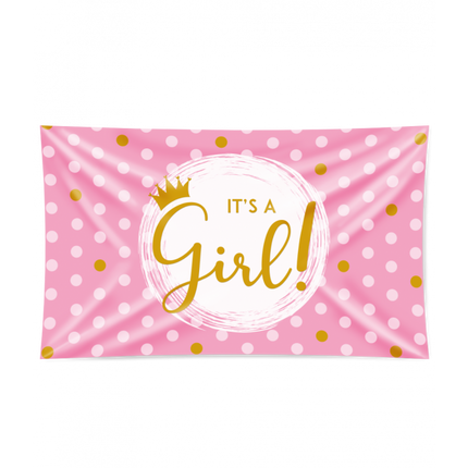 Feestbazaar Gevelvlag It's a Girl! Roze (150x90cm)