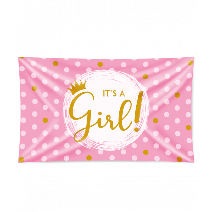 Feestbazaar Gevelvlag It's a Girl! Roze (150x90cm)
