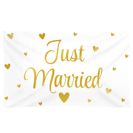 Feestbazaar Gevelvlag Just Married (150x90cm)